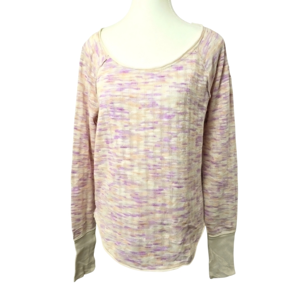 We The Free From Free People Space Out Pink Combo Sweater Sz M Oversized Boho